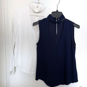 2 Tops - WAYF - white/navy - choker - XS